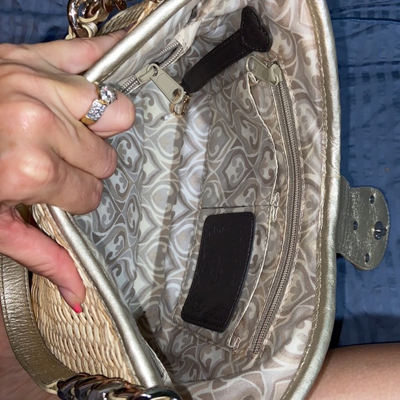 EUC Brighton Jute Straw Leather Trim chain Shoulder Bag - Picture 9 of 16